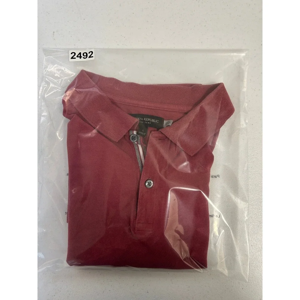 Banana Republic Core‎ Temp Polo Shirt Mens Large Burgundy Short Sleeve